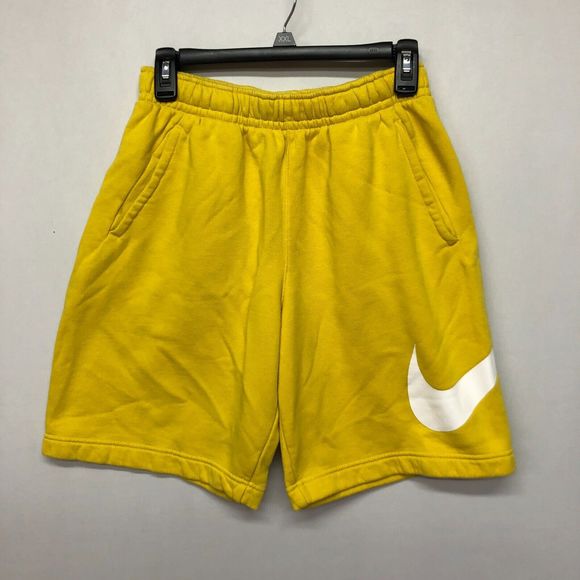 Nike Men Sweat Shorts Size Small Yellow Cotton Blend Big Logo Preppy M124 -7 - Picture 1 of 15